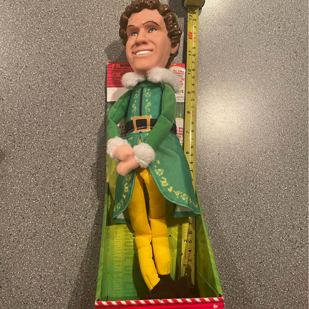 Buddy the Elf Movie Talking Plush with 15 Phrases 14" Tall Will Farrell Pull